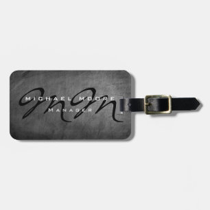 Grått Chalkboard fet monogram minimalistisk modern Bagagebricka