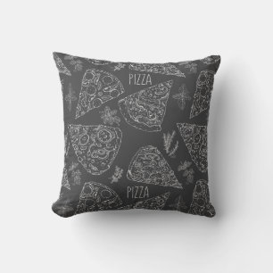 Grått Chalkboard Italienska Pizza Slices Örter Mön Kudde