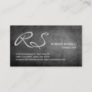 Grått Chalkboard Monogram Plain Professionell Visitkort