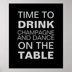 Grått Champagne Party Poster