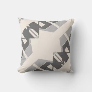 Grått Charcol Beige Shapes Diagonal Abstrakt Kudde