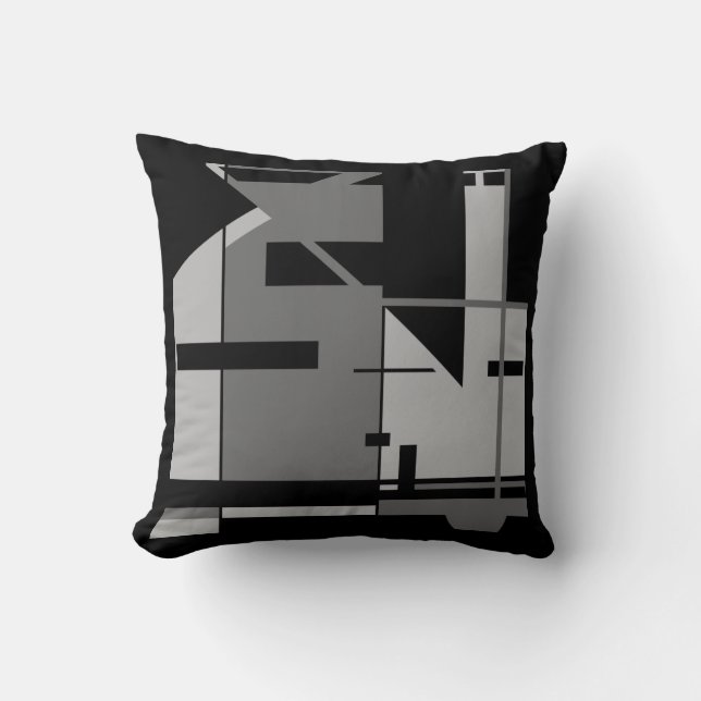 Grått Charcol Black Bold Southwest Art-utseende Mo Kudde (Framsida)