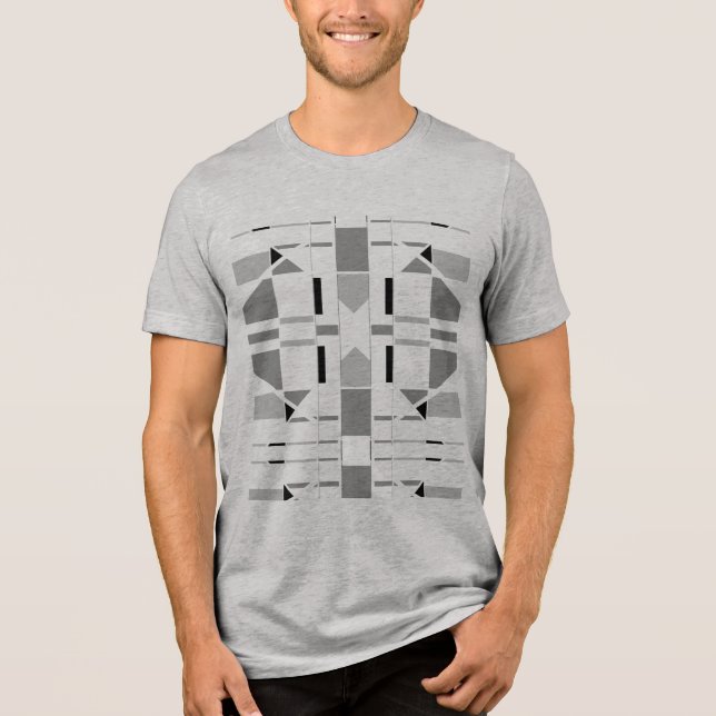 Grått Charcol Black Geometric Southwest MCM-utseen T Shirt (Framsida)