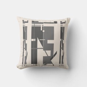 Grått Charcol på Beige Tribal Art Abstrakt Motif Kudde