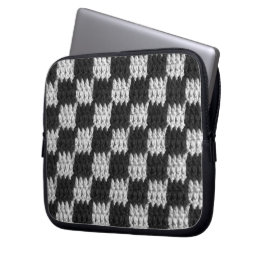 Grått Checker Artisan Crochet Print Electronics Ba Laptop Fodral