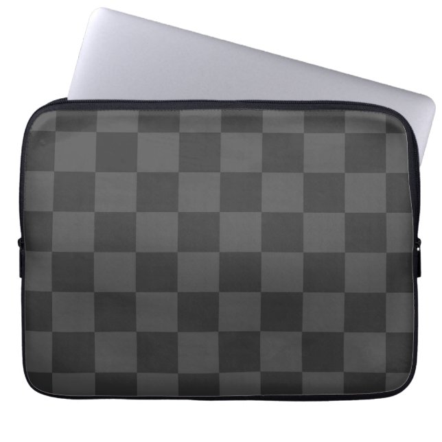Grått Checkerboard Laptop Fodral (Framsidan)