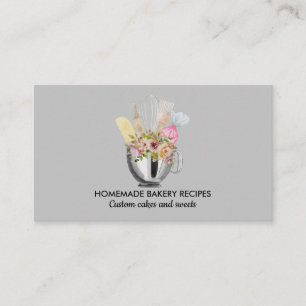 Grått Chef Watercolor Baking Utensils Bakery Visitkort