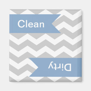 Grått Chevron Clean - Dirty Dishwasher Magnets Magnet
