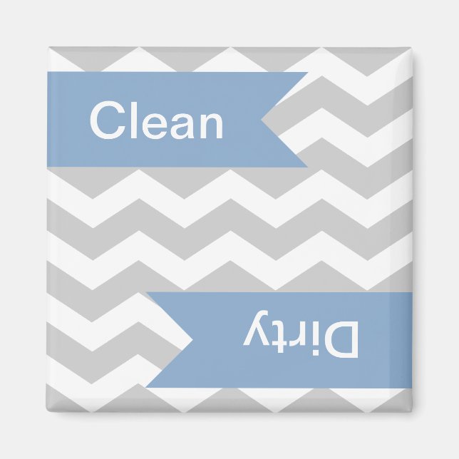 Grått Chevron Clean - Dirty Dishwasher Magnets Magnet (Framsidan)
