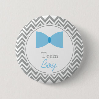 Grått Chevron Gender Reveal Bow Tie Team Boy Knapp