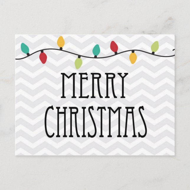 Grått Chevron God jul Helg Vykort (Framsida)