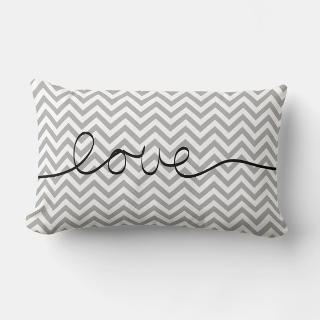 Grått Chevron Lumbarkudde (Framsida)