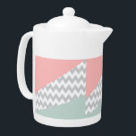 Grått Chevron Mint och Coral<br><div class="desc">Snyggt mint-grönt och koralldiagonalhörn med grått-kluster</div>