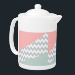 Grått Chevron Mint och Coral<br><div class="desc">Snyggt mint-grönt och koralldiagonalhörn med grått-kluster</div>