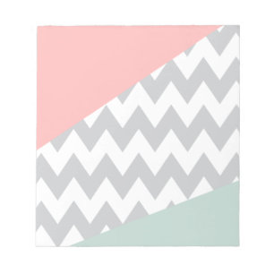 Grått Chevron Mint och Coral Anteckningsblock