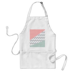 Grått Chevron Mint och Coral Förkläde