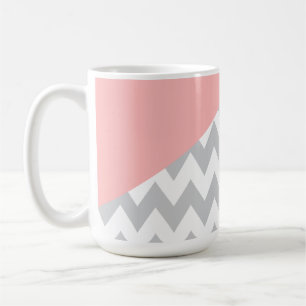 Grått Chevron Mint och Coral Kaffemugg