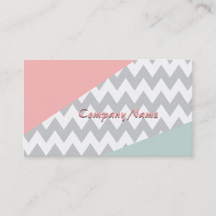Grått Chevron Mint och Coral Visitkort