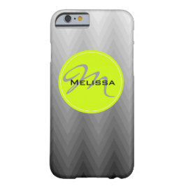 Grått chevron ombre mönster Grönt Monogram Namn