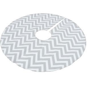 Grått Chevron Rand Julgransmatta Borstad Polyester
