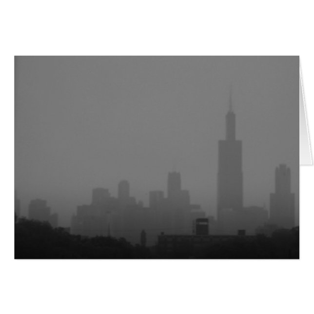 Grått Chicago Hälsningskort (Framsidan Horizontal)