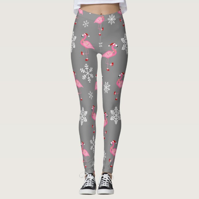 grått christmas jultomten flamingo leggings (Framsida)