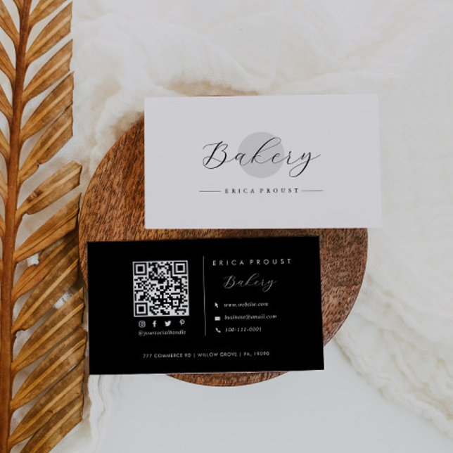 Grått Circle Minimalist - enkel QR-kod Visitkort (Skapare uppladdad)