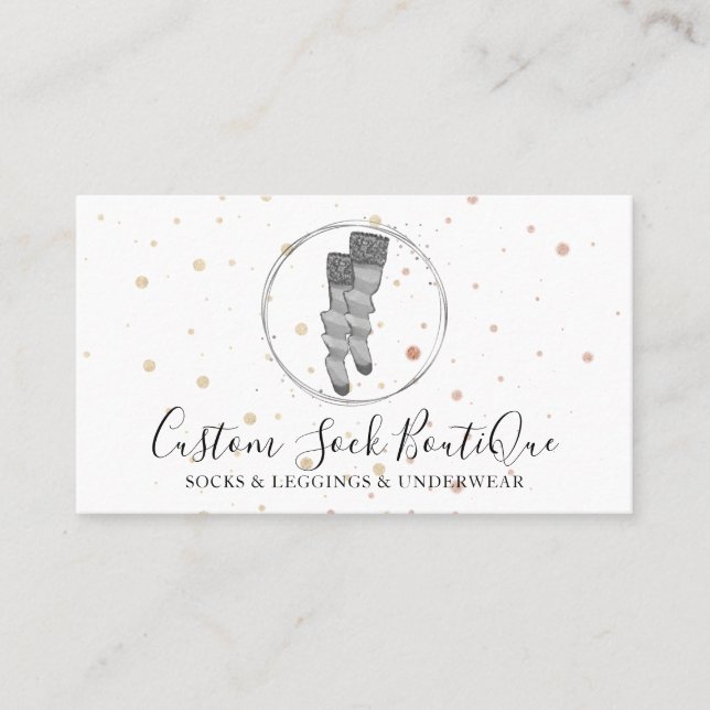 Grått Circle Polka dots par Sock Visitkort (Framsida)
