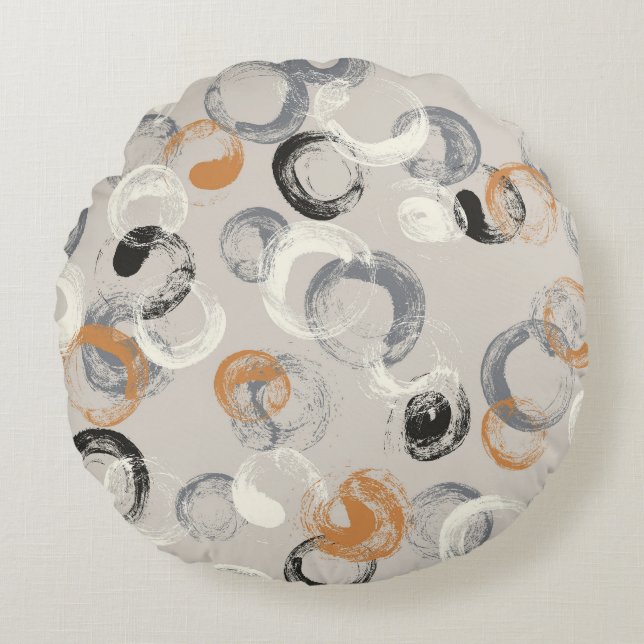 Grått Circles: Simple Seamless Mönster Rund Kudde (Framsidan)