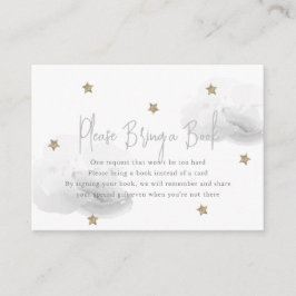 Grått Cloud & Star Baby Shower Ta med en Bok Tilläggskort