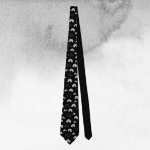 Grått Clouds and Rainbows on Black Necktie Slips