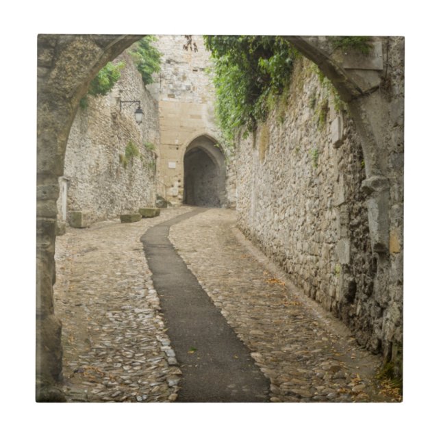 Grått Cobblestone street, Frankrike Kakelplatta (Framsidan)