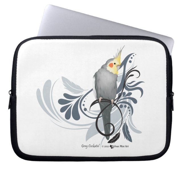 Grått Cockatiel Laptop Sleeve (Framsidan)