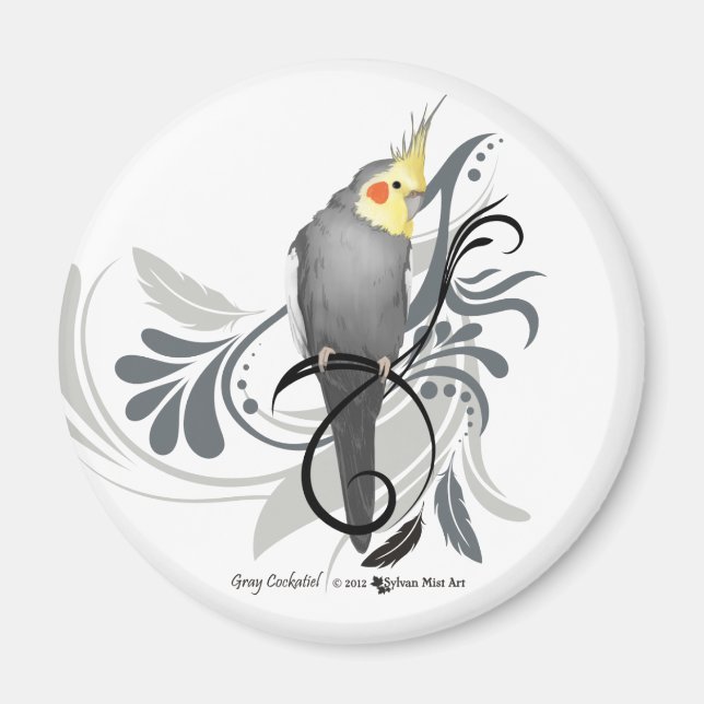 Grått Cockatiel Magnet (Framsidan)