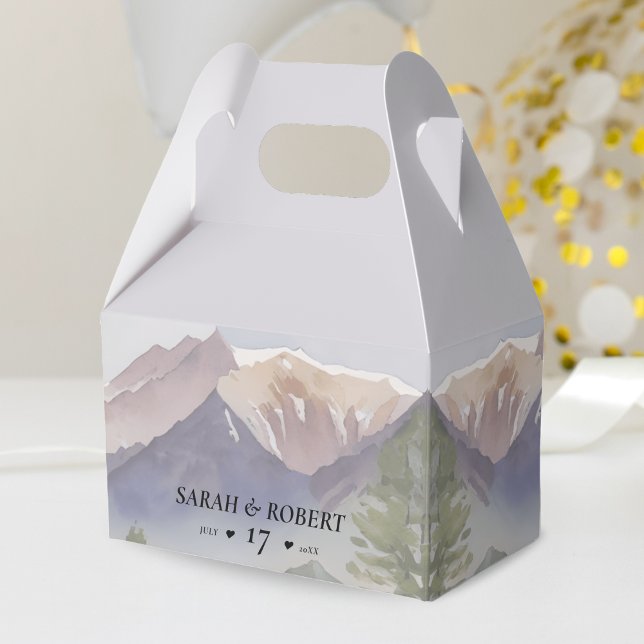 Grått Colorado Mountain Bröllop Presentaskar (Grey Colorado Mountain Wedding Favor Box)
