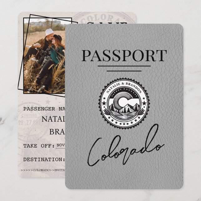 Grått Colorado Passport Spara datum Datumet (Fram/baksida)
