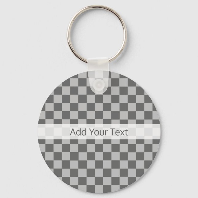 Grått Combination Checkerboard by Shirley Taylor Nyckelring (Framsida)