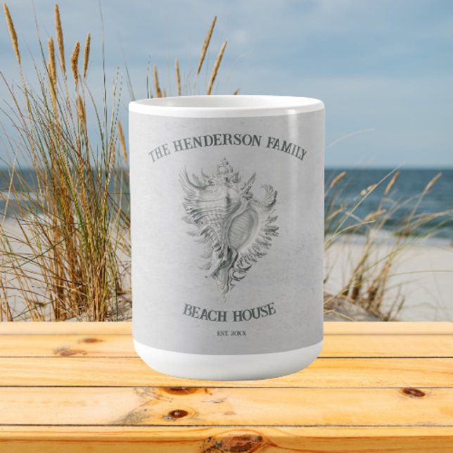 Grått Conch Snäcka Coffee Mugg (Gray Conch Shell Personalized Coffee Mug)