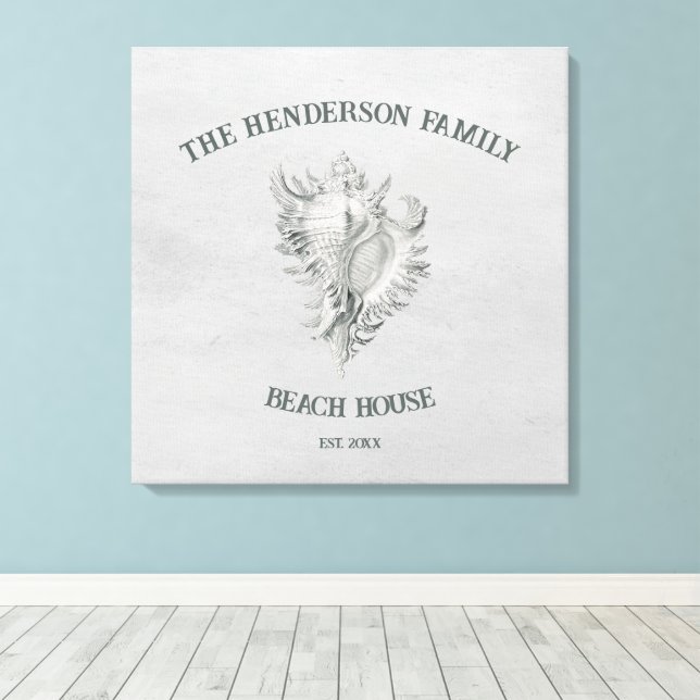 Grått Conch Snäcka Kanvastryck (Insitu (trägolv))