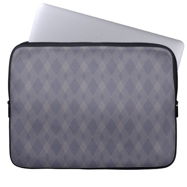 Grått, coola, trendig, enkel, modern zig zag mönst laptop fodral (Framsidan)