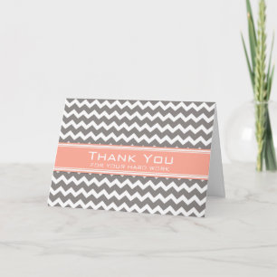 Grått Coral Chevron Employee-årsjubileum Card Tack Kort