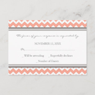 Grått Coral Chevron OSA Bröllop Card Kort