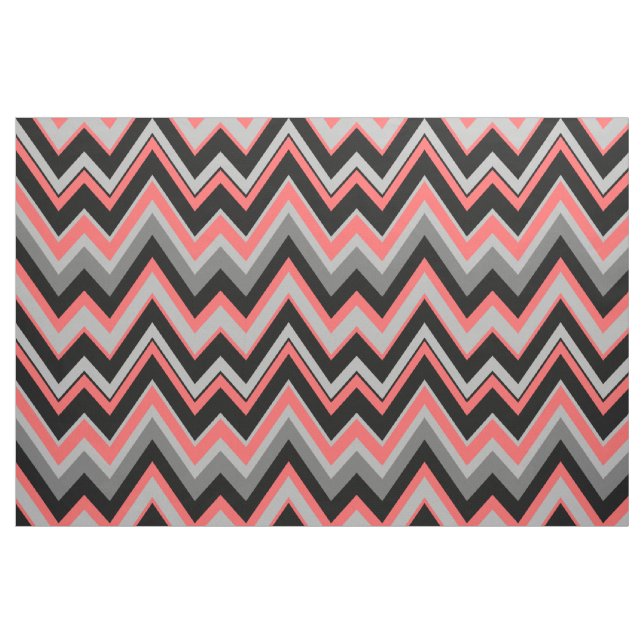 Grått & Coral Chevron Zigzag Seamless Mönster Tyg (Fat Quarter)