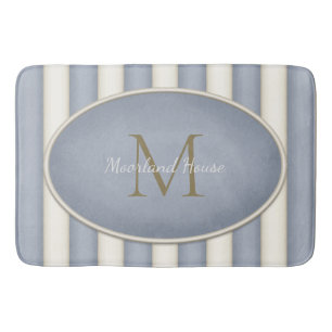 Grått & Cream Rand Bronze Monogram Badrumsmatta