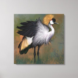 Grått Crowned Crane Bird Kanvastryck - Målning