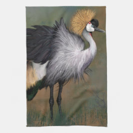 Grått Crowned Crane Bird Kitchen Towels Kökshandduk