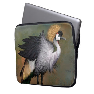 Grått Crowned Crane Bird Laptop sleeve
