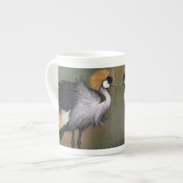 Grått Crowned Crane Bird Mugg Benporslin Mugg