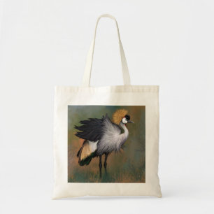 Grått Crowned Crane Bird Tote Bag Tygkasse