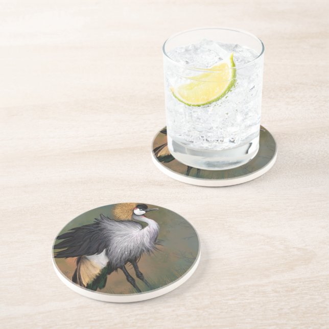 Grått Crowned Crane Bird Underlägg (Sidan)